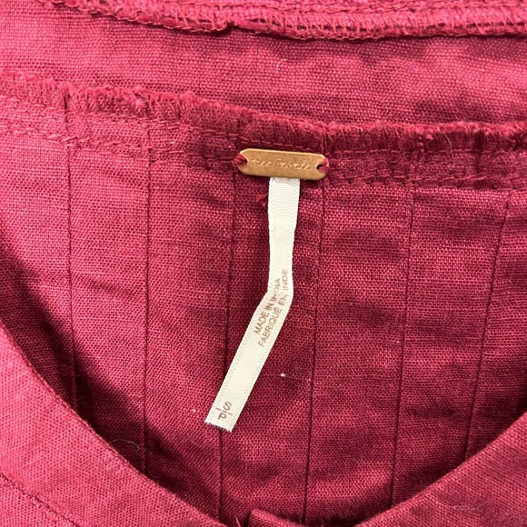 Free People Womens V-Neck Ruffle Trim 3/4 Sleeve Button Front Cropped Top S - Picture 2 of 10